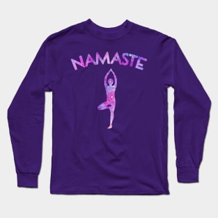 Namaste Yoga Watercolor Yogi Pose Long Sleeve T-Shirt